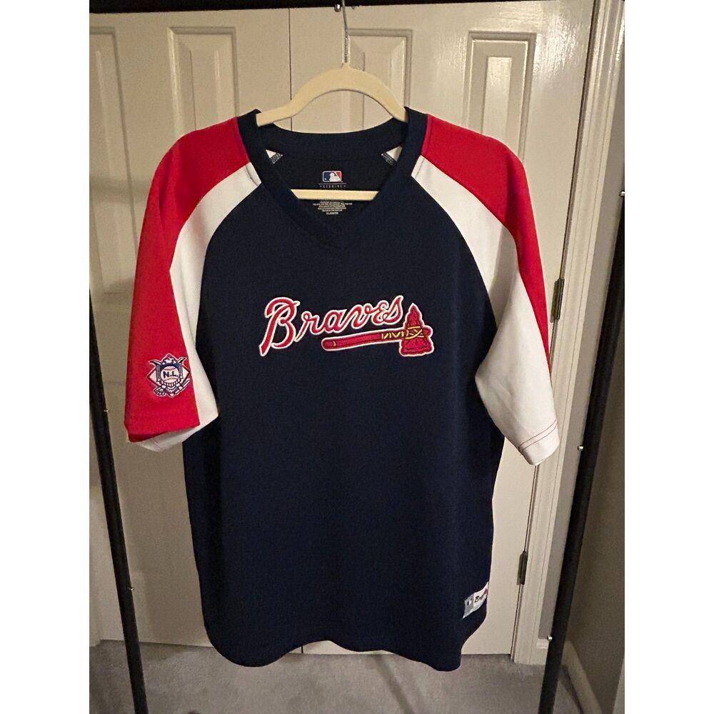 Officially Licensed MLB Atlanta Braves V-Neck Raglan Pullover Jersey XL